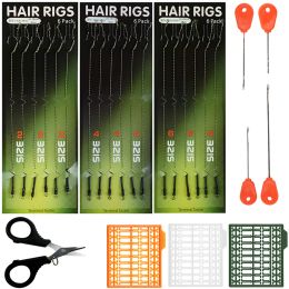 Accessories 26Pcs/Set Carp Fishing hooks Rigs Set Including Barbed Carp Hooks Line Scissor Boilie Bait Stops Carp Baiting needle Tools