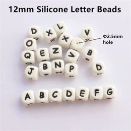 Chenkai 100pcs 12mm A Free Loose Silicone Letter Teether Beads DIY Baby Pacifier Jewellery Teethers Sensory Toy Accessories 240415