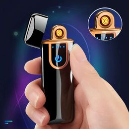 Mini Fingerprint Sensor Electric Lighter Usb Cigarette Lighter Men's Gadget Gift Accessories Rechargeable Lighter Smoking