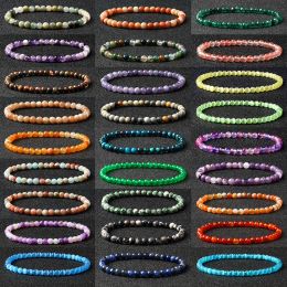 Bangle 4/6mm Mini Chakra Beads Bracelets for Women Reiki Energy Natural Stone Healing Charm Bracelets Men Opal Amethyst Jewellery Pulsera