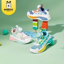 BOBDOGHOUSE Casual Stylish Low Top Mesh Sneakers with Rotating Button Girls Breathable Lightweight Running Shoes for Summer BX32725