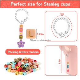 Keychains Lanyards Letter Charm Accessories For Cup Chains And Diy Beads Handle Designed Tumbler Decorations Sier Drop Delivery Otsiw