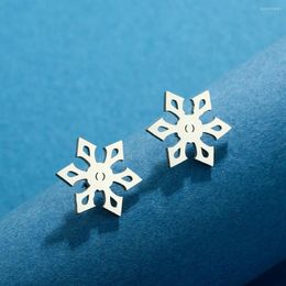 Stud Earrings Kinitial Midi Winter Snowflake Women Stainless Steel Ear Studs Jewellery Trendy Gift