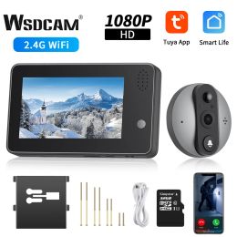 Control Wsdcam Tuya WIFI Peephole Doorbell Wireless Bell Night Vision Smart Home Door Viewer 4.3 Inch Video Intercom Doorbell Camera