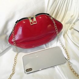 Bag Phone Coin Lips Shaped Chain Crossbody Women Chic Clutch Solid PVC Sling Purse Zipper Small Satchel Designer