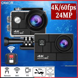 Ultra HD 4K60fps 24MP WiFi 2 170D Underwater 30M Helmet Vedio Go Sport Pro AntiShake Action Camera With 386 Fisheye Lens 240407