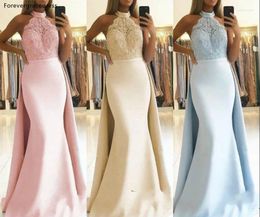 Party Dresses Mermaid Halter Neck Prom 2024 Appliques Top Detachable Skirt Holidays Graduation Wear Evening Gowns Plus Size