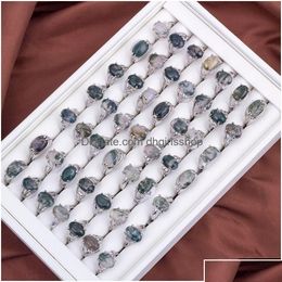 Band Rings Band Rings Mix Lot Natural Water Stone Womens Ring Fashion Jewelry Bague 50Pcs/Lot Wholesale Party Gift Drop Delivery Otmzk Dhlsp