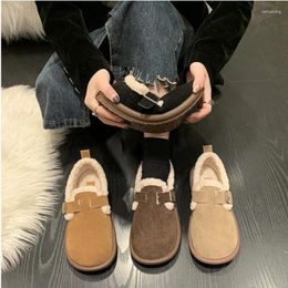 Casual Shoes Women's Round Head Flat Short Plush Inside Winter Warm Sneakers Zapatos Para Mujeres35-40