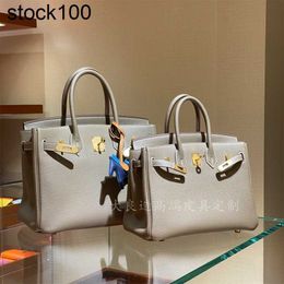 Bag Handbag for Platinum Women with Lychee Pattern Togo Calf 25/30 Handmade Genuine Leather