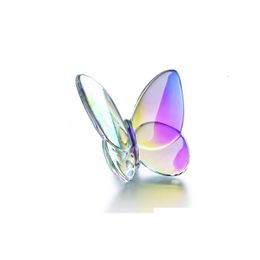 Decorative Objects Figurines Colored Glaze Crystal Butterfly Ornaments Home Decoration Crafts Holiday Party Gifts 230530 Drop Deli Dhcqs