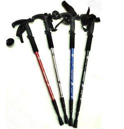 Adjustable Aluminum Walking Stick cane anti shock 3-section telescopic Canes Outdoor Hiking Trekking Poles