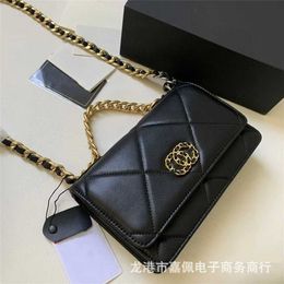 Tote bag high definition Black gold classic flip wealth fashionable version diamond grid color chain crossbody womens