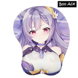 Mouse Pads Wrist Rests Keqing 3D Mouse Pad with Soft Wrist Rest Y240423