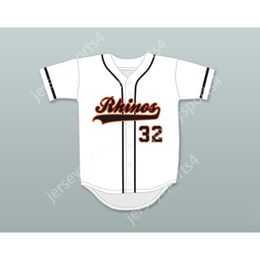 CUSTOM RAFFY BENITEZ 32 RHINOS WHITE BASEBALL JERSEY KEY PEELE SLAP ASS ANY Name Number TOP Stitched S-6XL