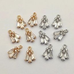 Charms New arrival! 15x9mm 50pcs Copper Cubic Zirconia Feather shape Charm For Earrings Parts,Hand Made Earrings Findings Jewellery DIY
