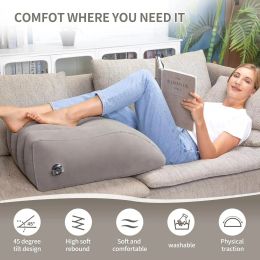 Pillow PVC Inflatable Leg Pillow Grey Multifunctional Portable Ramp Cushion with Storage Bag for Back, Legs