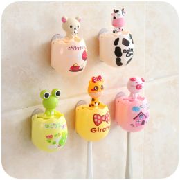 Heads Cute animal children toothbrush holder room household cartoon plastic suction cup type children toothbrush holder