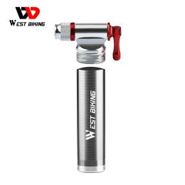 Lights West Biking Portable Bicycle Co2 Pump Aluminium Alloy Ultralight Tyre Iator Cycling Schrader & Presta Mini Bike Co2 Injector