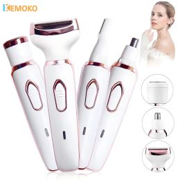 Clippers 4 In 1 Painless Hair Removal Epilator Rechargeable Trimmer Women Body Razor Face Leg Armpit Bikini Pubic Shaver Hair Remover