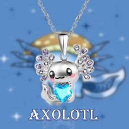 Necklaces Cute Axolotl Cartoon Pendant Necklace Lady's Fashion Lady Animal Jewelry Exquisite Girl Pendant Love Party Fun Birthday Gift
