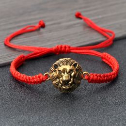 Strands Charm Lion Head Braided Bracelet Rope Lucky Lover Men Women Bangles Jewelry New Fashion Adjustable Handmade Red String Bracelets