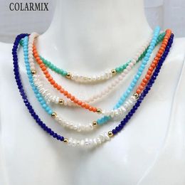 Chains 10 Pieces Summer Color Beads Strand Handcraft Boho Freshwater Jewelry Chain Necklace Women Gift 52745