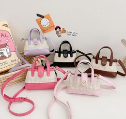 Girls straw handbag girls Colour crossbody bag mini children princess bags kids coin wallet