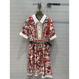 2024 New Spring Summer Lapel Neck Short Sleeve Fashion Milan Runway Dress Designer Dress Brand Same Style Dress 0301-3