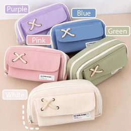 Layers Pencil Case Large Capacity Pen Bag Kawai Simple Style Pouch School Office Stationery Organiser Supplies