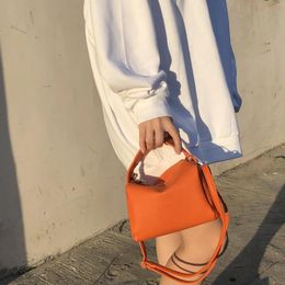 Shoulder Bags Small Orange Women Bag Design Square Handbag Lychee Pattern Hand Carry Mini Tofu Purse 01-SB-dflzmn