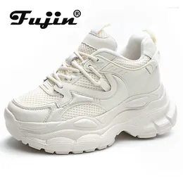 Casual Shoes Fujin 5.5cm Air Mesh Genuine Leather Platform Wedge Ankle Boot Skate Board Ergonomic Chunky Sneakers Vulcanized Supportive