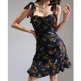 Casual Dresses Girls' Retro Wooden Ear Slim Looking A- Line Slip Dress