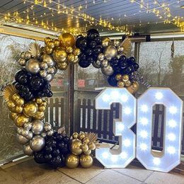 Party Decoration Year Decor Balloon Arch Black Silver Gold Latex Balloons Garland Kit 30th Birthday Graduation Baby Shower