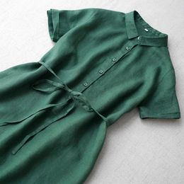 Party Dresses Women's Linen Long Sleeve Plaid Dress Summer Comfort Large Shirt Casual 8707