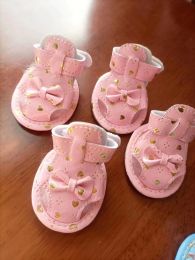 Shoes 1 set= 4pcs Pet Shoes Dog Products Pet Dog Shoes Pet sandals In Red/Pink/Blue dog shoes