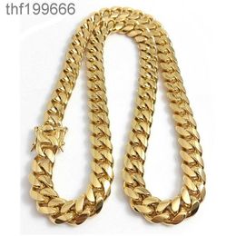 18k Gold Miami Cuban Link Chain Necklace Men Hip Hop Stainless Steel Jewellery Necklaces G6CU