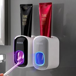 Toothbrush ECOCO Automatic Toothpaste Dispenser Wall Mount Bathroom Bathroom Accessories Waterproof Toothpaste Squeezer Toothbrush Holder