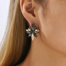 Stud Earrings Geometric Vintage Shiny Full Rhinestone For Women 2024 Party Prom Fashion Jewellery Accessories Gifts