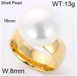 Bands Kalen Fashion 8MM Anillos White Shell Pearl Rings For Women Gold Colour Stainless Steel Wedding Bands Finger Rings Jewellery