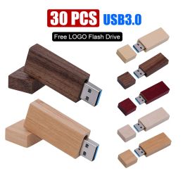 Drives 30pcs/lot Free Logo Wood Small Gift USB 3.0 Flash Drive 4GB 8GB 16GB 32GB 64GB Pendrive Mini Creative Pen Drive USB Memory Stick