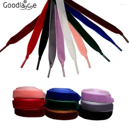 Shoe Parts 140cm / 55Inch Flat Shoelaces Wide Ribbon Laces Made Of Velvet Various Colors