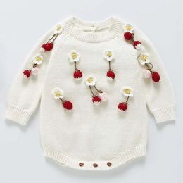 One-Pieces Autumn New Toddler Baby Girls Knitted Bodysuit Infant Jumpsuit Knitwear Outfits Newborn Sweater Baby Knit Onepiece Clothing