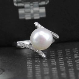 Bands Huitan Romantic Simulated Pearl Rings For Women Luxury Wedding Anniversary Accessories Engagement Rings For Female Wholesale