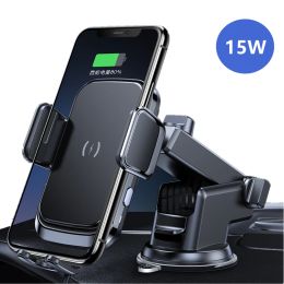 Chargers Qi Fast Car Wireless Charger 15W For iPhone 11 Samsung S20 S10 S9 + Induction Car Mount Wireless Charging with Car Phone Holder