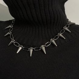 Necklaces Korean Fashion Punk Gothic Harajuku Handmade Womens Necklace for Spike Rivet Female Chain Necklaces Exaggeration Rock Chokers