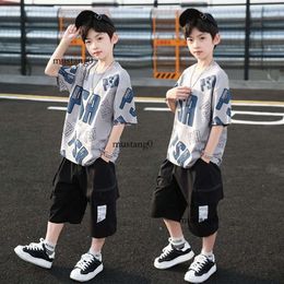Children's clothes Boys' Summer Set 2024 New Summer Mid to Large Children's Korean Short Sleeved Summer Boys' Fashionable Trend frozen clothing boutique outfits