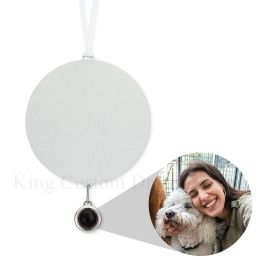 Charms Personalized Circle Symbol Photo Ornament Customized Projection Pendants for Christmas Gifts for Family and Friends.
