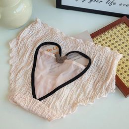 Women's Panties Love Lace Underwear Lolita Girl Sexy Hollow Out Japanese Sweet Cotton Crotch Mid Rise Triangle Pants Thin Briefs