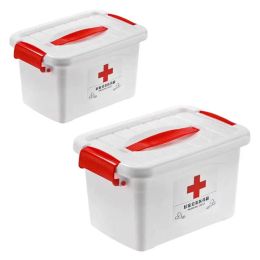 Bins Pill Storage Container Medicine Large Capacity Storage Box Double Layer First Aid Box Portable For Home Medicine Organizer